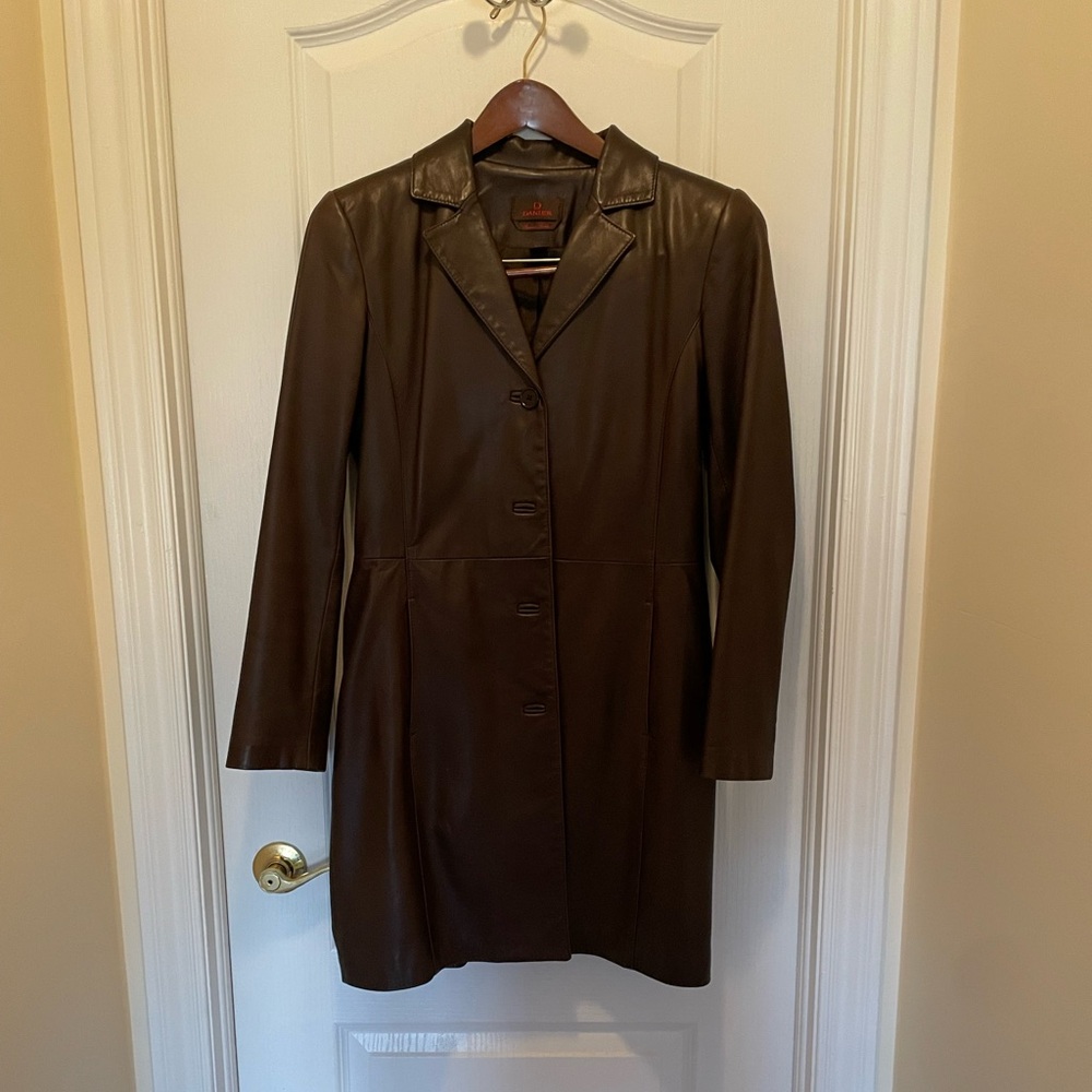 Danier Chocolate Brown Leather Soft Coat